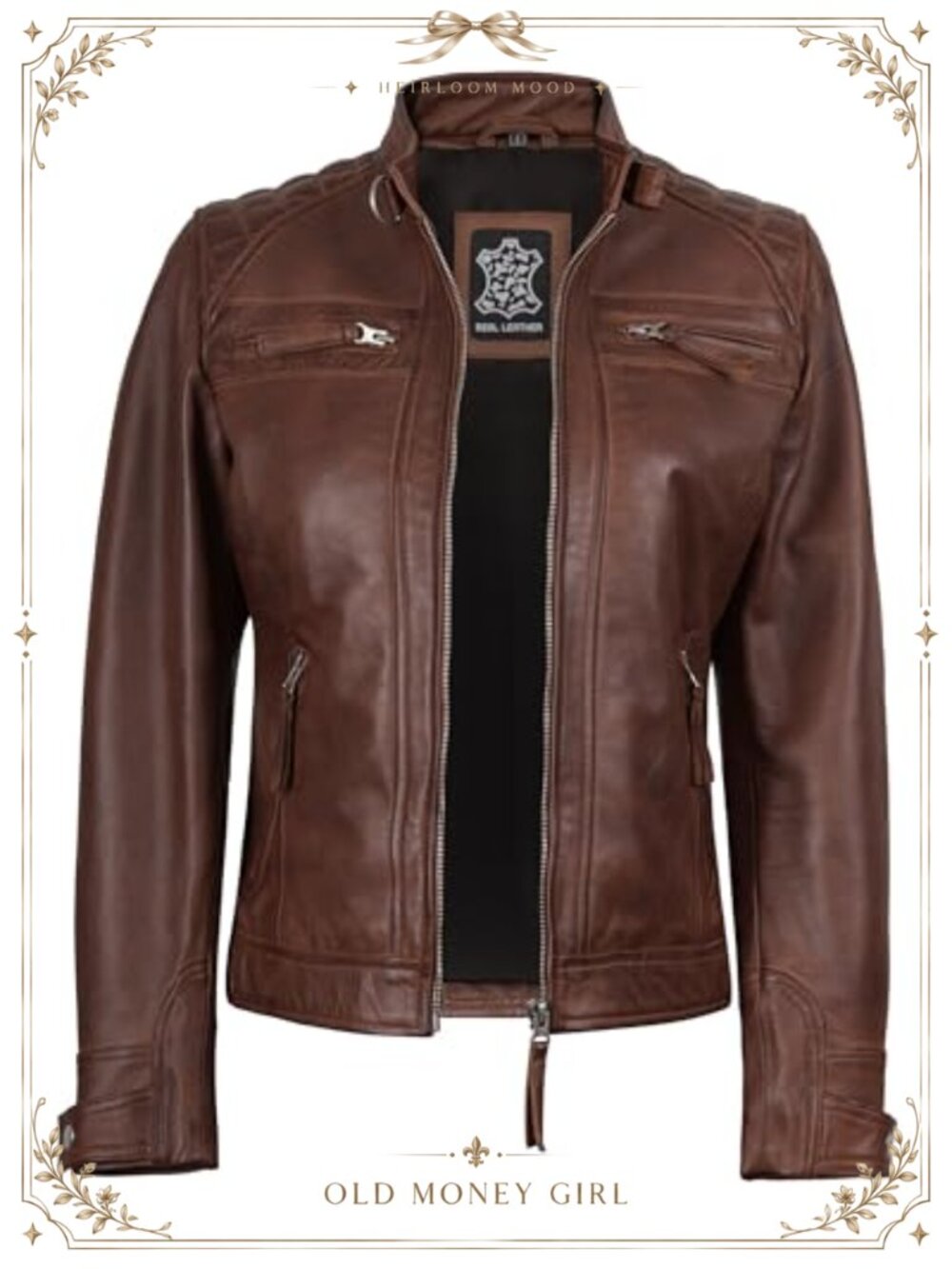 Lambskin Leather Cafe Racer Moto Jacket Diamond Quilted